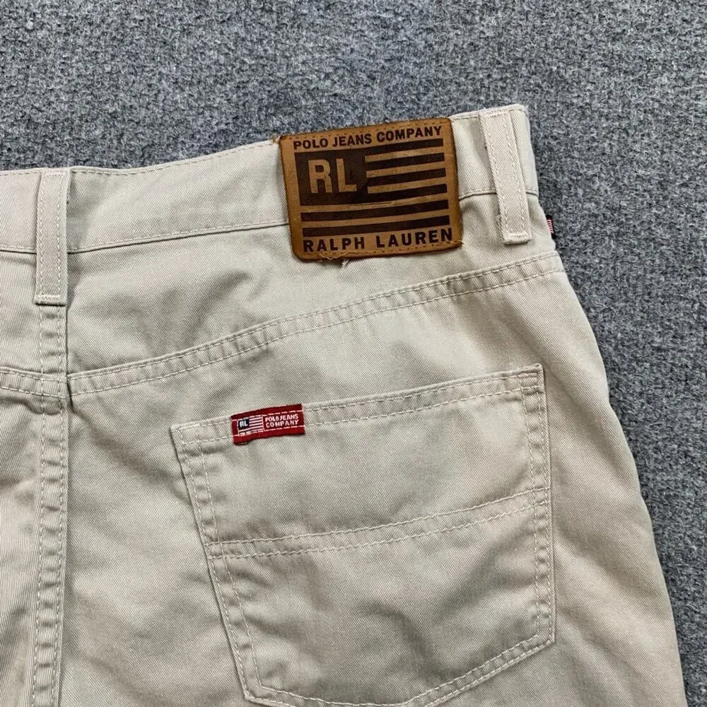 Ralph Lauren Polo Jean Shorts Womens 12 Khaki Cotton 5 Inch Inseam Walking Chino